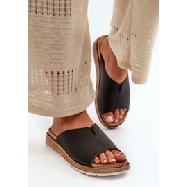 Flip-flops de damă confortabili din piele ecologică Inblu GS0003I1 Negru 1