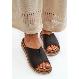 Flip-flops de damă confortabili din piele ecologică Inblu GS0003I1 Negru 2