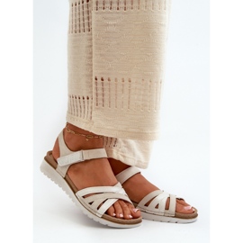 Sandale de damă confortabile și ușoare cu Velcro Inblu CN000041 Bej și Argintiu 2