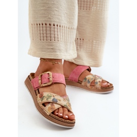 Flip-flops de damă confortabili, cu cataramă cu flori Inblu GS000051 roz 2 Flip-flops de damă confortabili, cu cataramă cu flori Inblu GS000051 roz 2