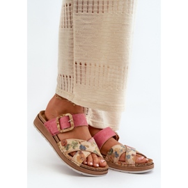 Flip-flops de damă confortabili, cu cataramă cu flori Inblu GS000051 roz 1 Flip-flops de damă confortabili, cu cataramă cu flori Inblu GS000051 roz 1