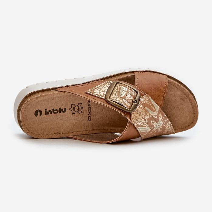 Flip-flops de damă confortabili cu cataramă Inblu CN000032 Camel maro 1