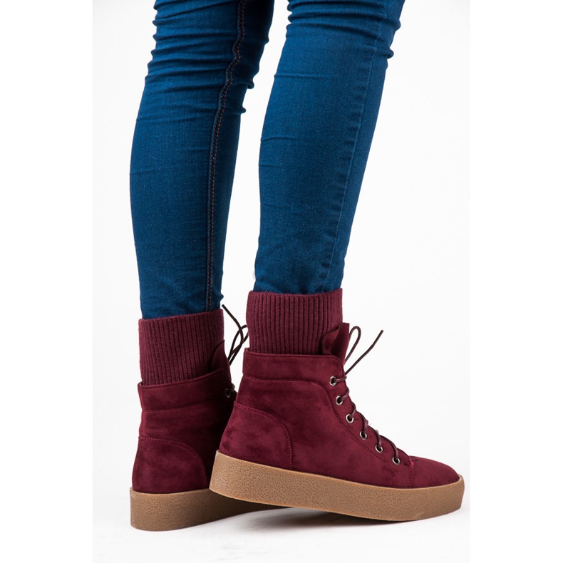 Ideal Shoes Cizme Maroon Creepers roșu 2