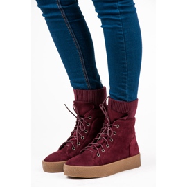 Ideal Shoes Cizme Maroon Creepers roșu 1