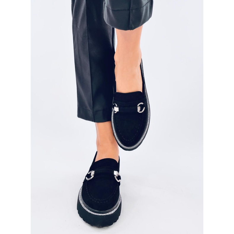 Mocasini Sheady Black din piele intoarsa cu talpa inalta negru 1