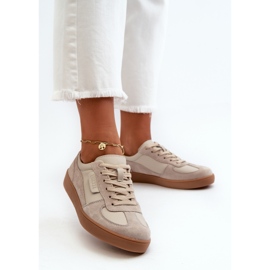 Pantofi de damă din piele gri și bej Vinceza 7333 2