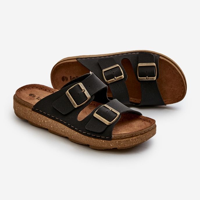 Flip-flops pentru bărbați, ușoare, confortabile, cu catarame Inblu MT000016 Negru 2