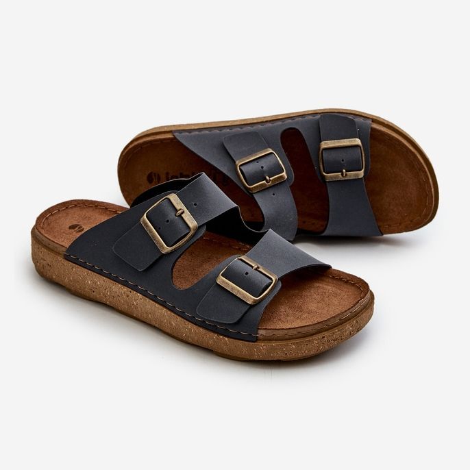 Flip-flops pentru bărbați, ușoare, confortabile, cu catarame Inblu MT000016 bleumarin albastru 2