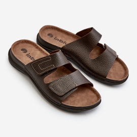 Flip-flops confortabili pentru bărbați, cu bretele velcro Inblu GV00002I maro închis 1