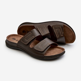 Flip-flops confortabili pentru bărbați, cu bretele velcro Inblu GV00002I maro închis 2