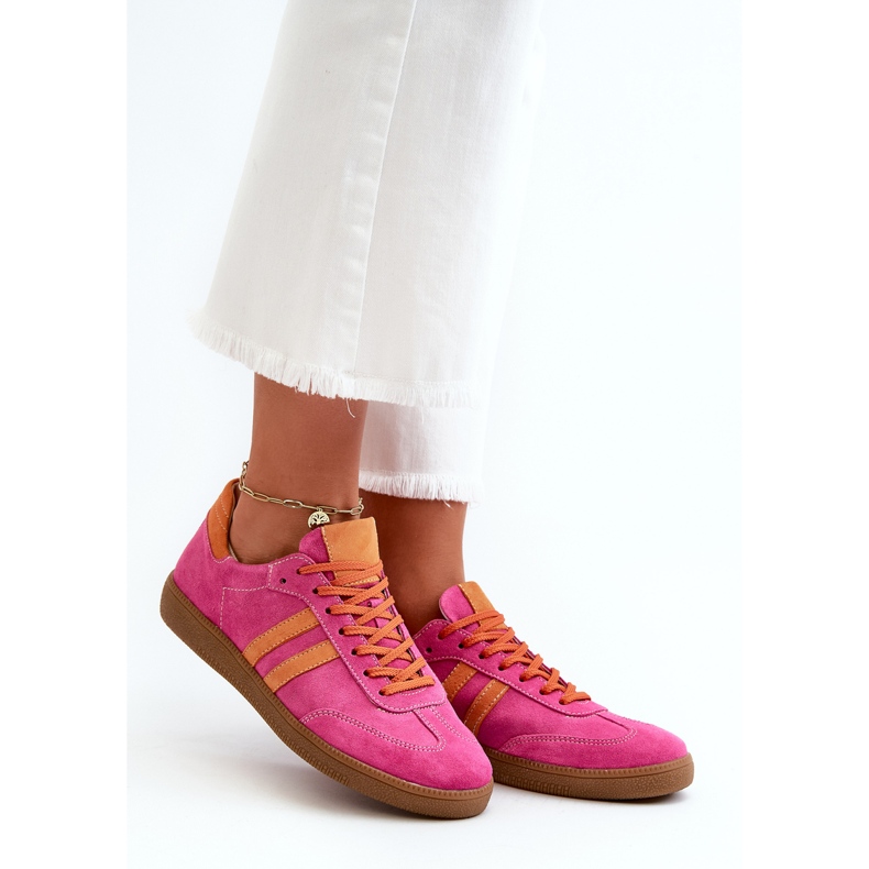 Pantofi de damă Zazoo N1068 Suede Low Fuchsia roz 1