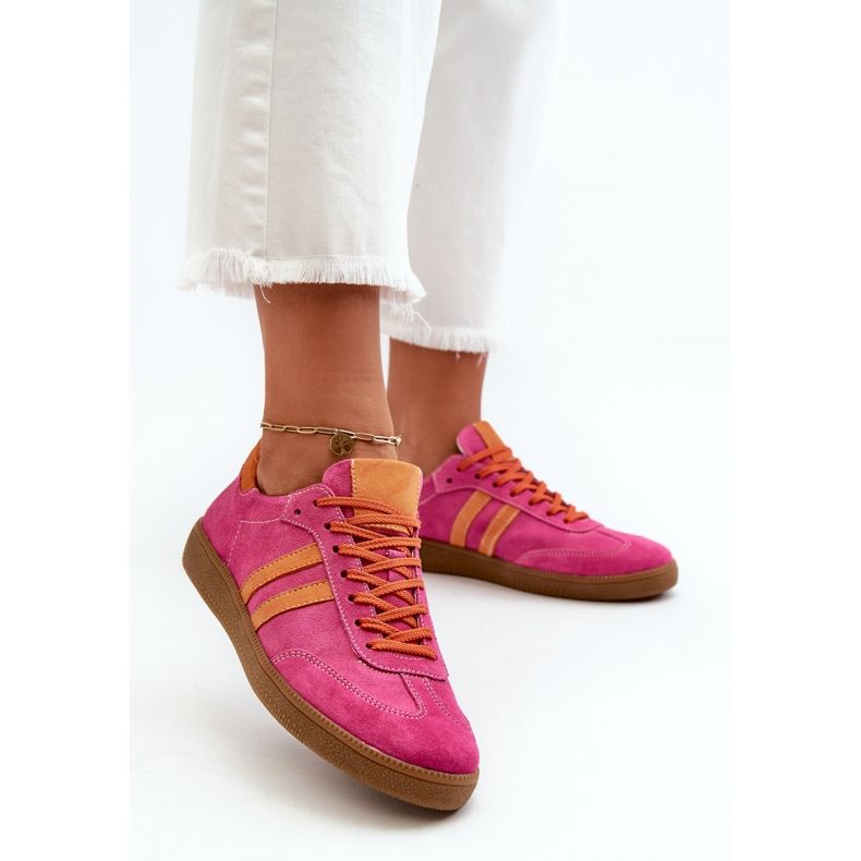 Pantofi de damă Zazoo N1068 Suede Low Fuchsia roz 2