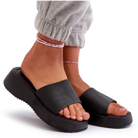 Flip-flops de damă pe platformă și pană Black Vimarils negru 7