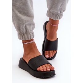 Flip-flops de damă pe platformă și pană Black Vimarils negru 4