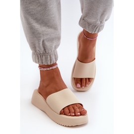 Flip-flops de damă pe platformă și pană, vimarils bej deschis 4