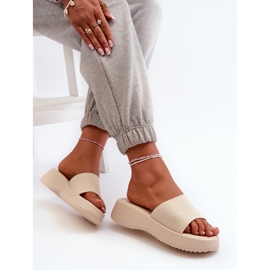 Flip-flops de damă pe platformă și pană, vimarils bej deschis 6
