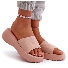 Flip-flops de damă pe platformă și pană, Vimarils roz 7