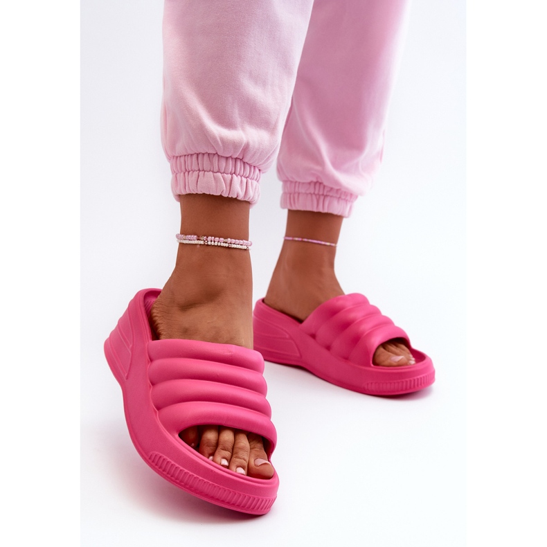 Flip-flops pentru femei, ușoare, din spumă, pe pană și platformă, Fuchsia Tendrea roz 2 Flip-flops pentru femei, ușoare, din spumă, pe pană și platformă, Fuchsia Tendrea roz 2