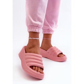 Flip-flops de damă ușoare din spumă pe pană și platformă, Tendrea roz 2