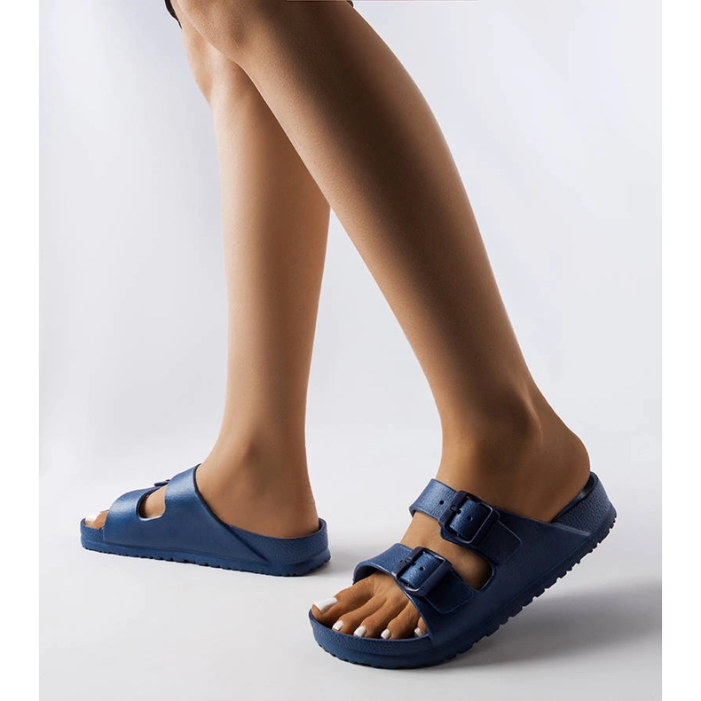 Sandale de cauciuc bleumarin cu catarame Eugene albastru 1