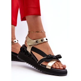 S.Barski Sandale de damă cu fundă D&amp;A CR956 Gold de aur 3