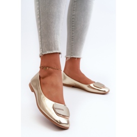 Balerini Dama Piele Ecologica Cu Decoratie Aurie Edoslli de aur 2