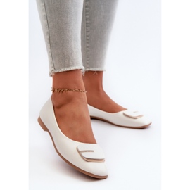 Balerini Dama Piele Ecologica Cu Decorat, Alb Edoslli 2