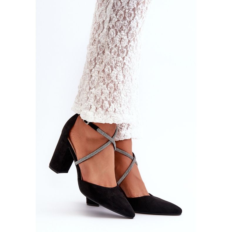 Pompe Cu Toc Înalt Eco Suede Cu Zirconii Cubic, Lagra Neagră negru 1