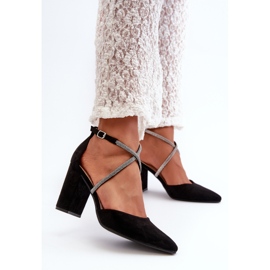 Pompe Cu Toc Înalt Eco Suede Cu Zirconii Cubic, Lagra Neagră negru 2