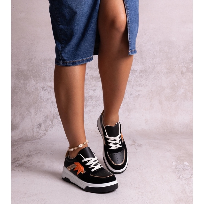 Tenisi negri din piele ecologică de la Kollins negru 1