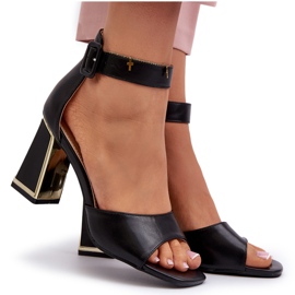 Sandale elegante de damă pe un toc înalt negru Rosazara 5