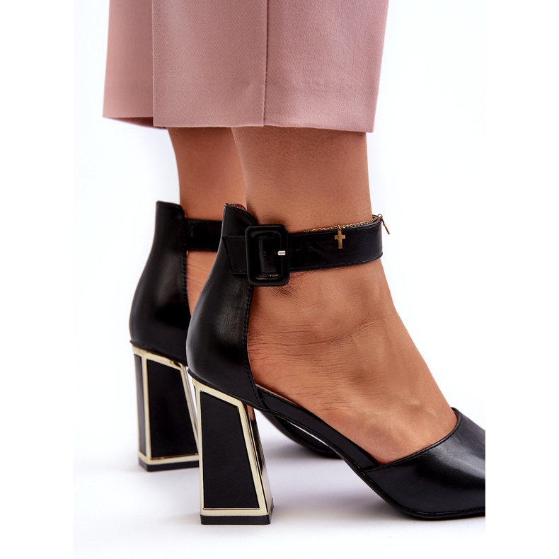 Sandale elegante de damă pe un toc înalt negru Rosazara 3