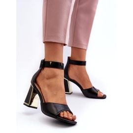 Sandale elegante de damă pe un toc înalt negru Rosazara 1