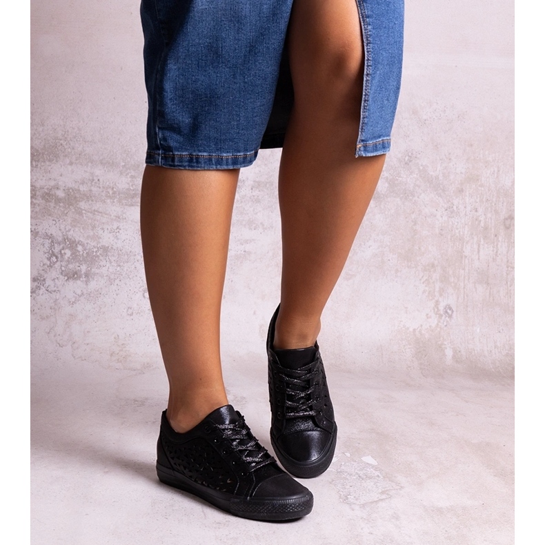 Bez marki Tenisi negri ajurati Safune negru 1