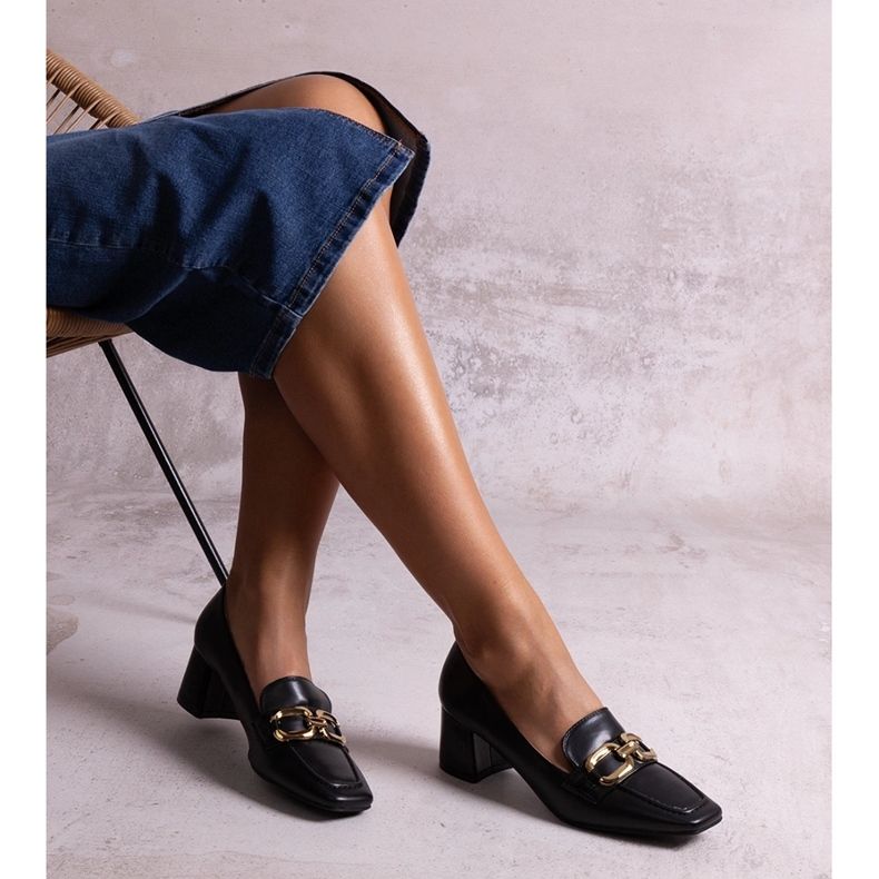 Pompe negre cu vârf pătrat de la Alhena negru 1 Pompe negre cu vârf pătrat de la Alhena negru 1