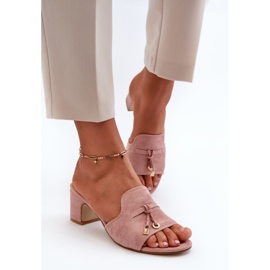 Flip-flops De Damă Cu Tocuri Înalte Din piele ecologică, Roz Jemenna 4