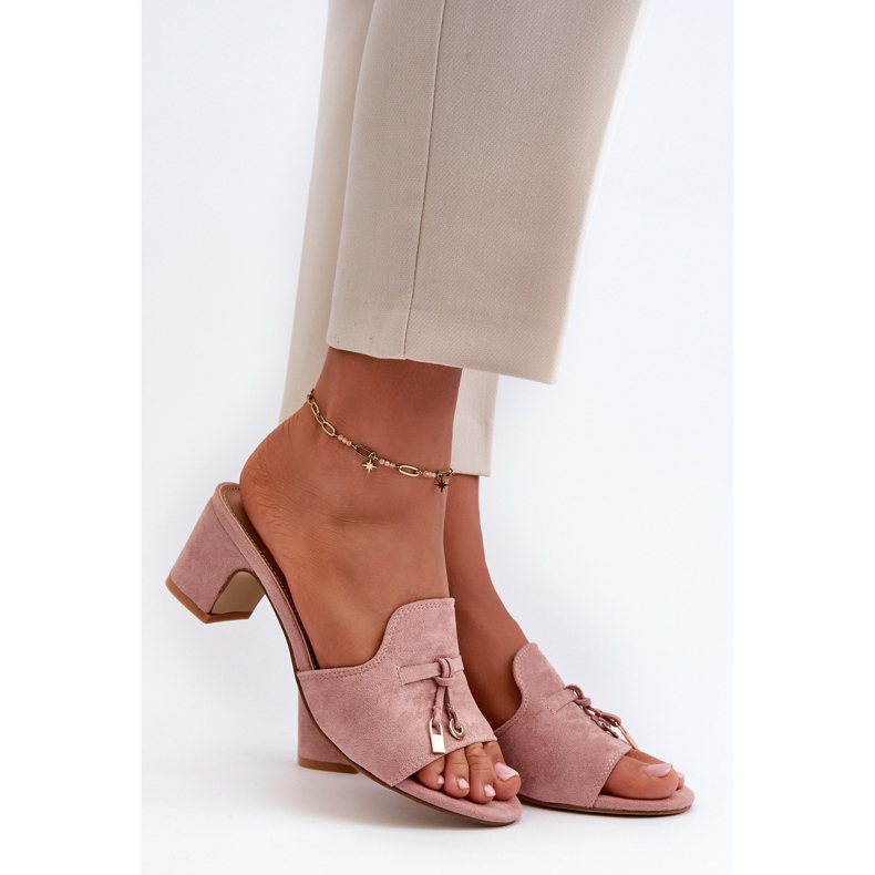 Flip-flops De Damă Cu Tocuri Înalte Din piele ecologică, Roz Jemenna 1