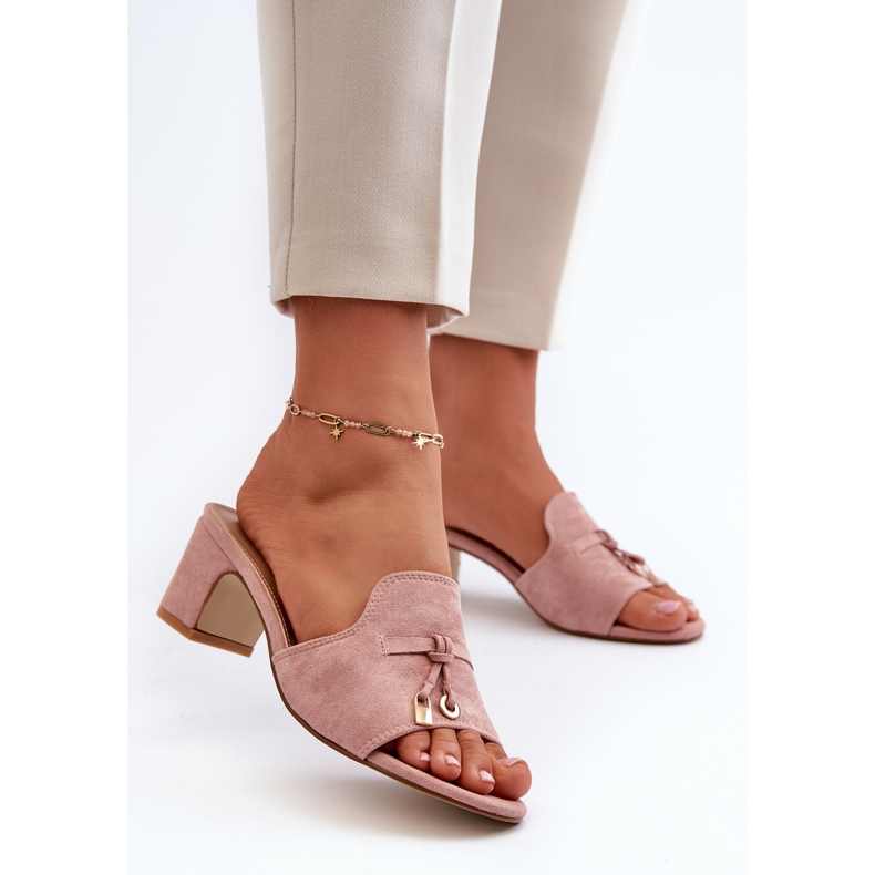 Flip-flops De Damă Cu Tocuri Înalte Din piele ecologică, Roz Jemenna 2