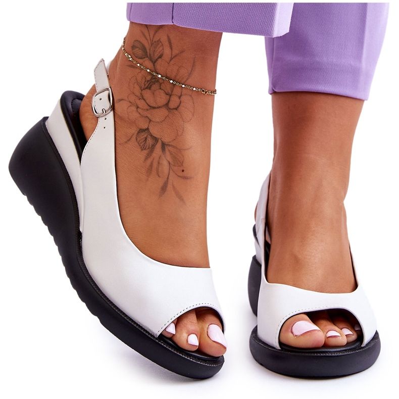 Sandale pentru femei pe Wedge Sergio Leone SK853 White alb 4