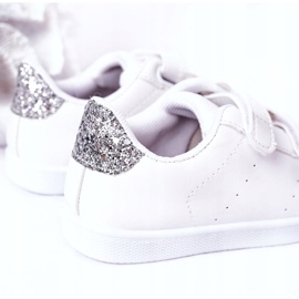 Tenisi copii Velcro, albi si argintii 1