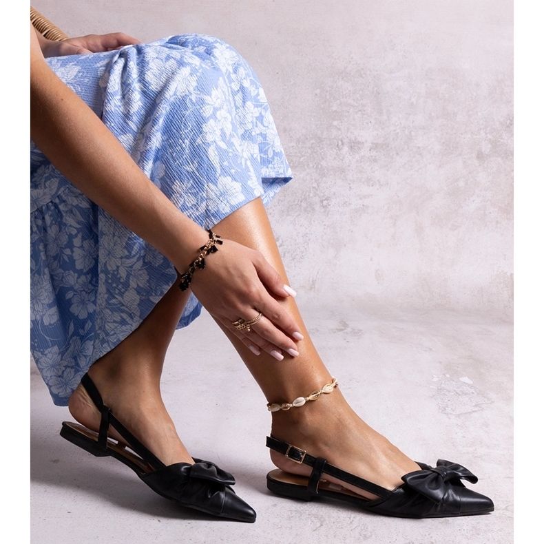 Balerini cu vârf ascuțit și fundă Barira negru 1