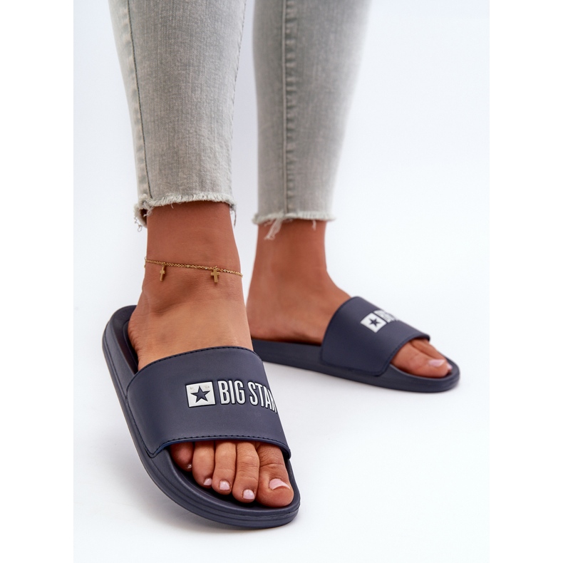 Flip-flops de damă ușoare Big Star NN274A658 bleumarin albastru 2