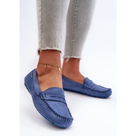 Mocasini din piele ecologică de damă, albastru Rerteria 2