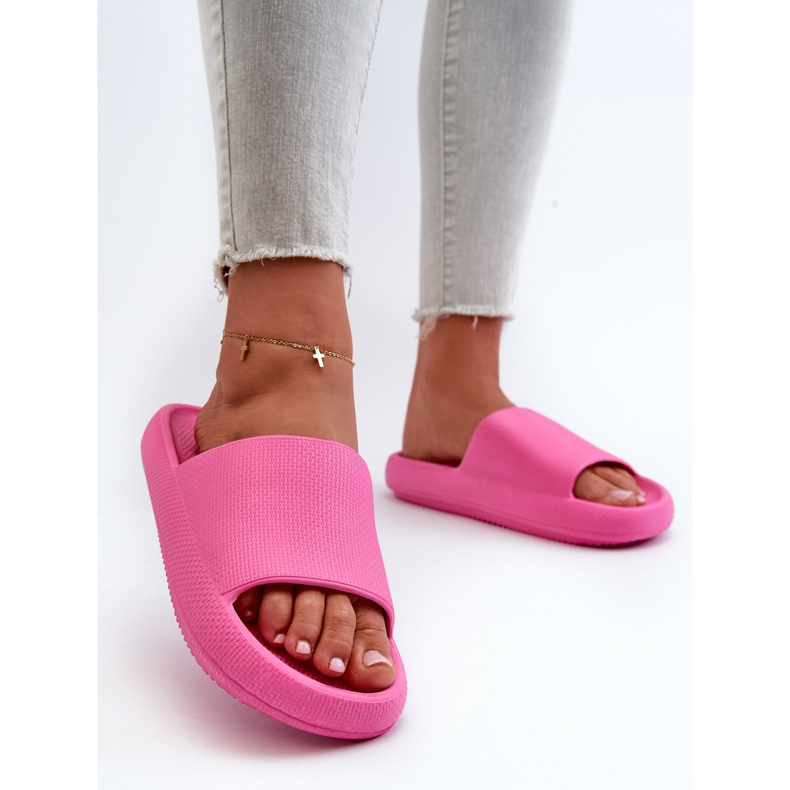 Flip-flops de damă din spumă ușoară, cu talpă groasă, Querceria roz 2