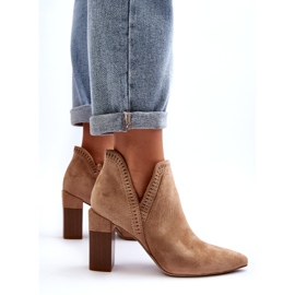 Bella Paris Botine bej cu model ajurat 3