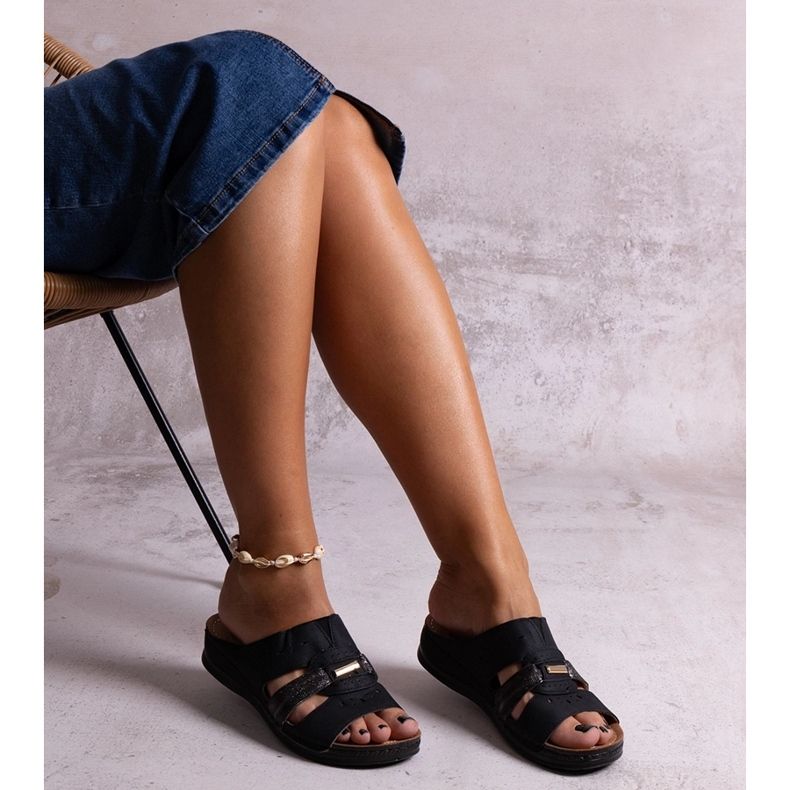 Șlapi Karime clasici negri negru 1