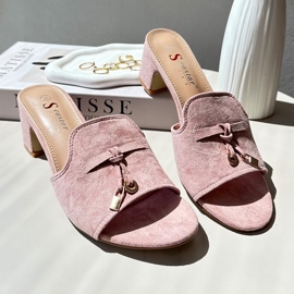 Flip-flops De Damă Cu Tocuri Înalte Din piele ecologică, Roz Jemenna 8
