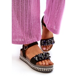 S.Barski Sandale pentru femei pe pană și platformă cu decorațiuni S. Barski Hy056 Negru 1