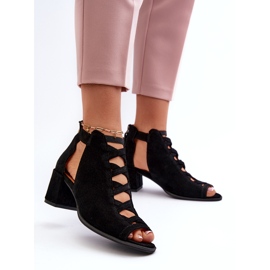 Sandale de damă din piele intoarsa cu toc inalt Maciejka 06456-01 Negru 3