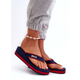 Flip-flops cu pană pentru damă Big Star NN274A725 bleumarin albastru 1